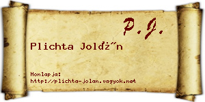 Plichta Jolán névjegykártya