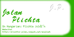 jolan plichta business card